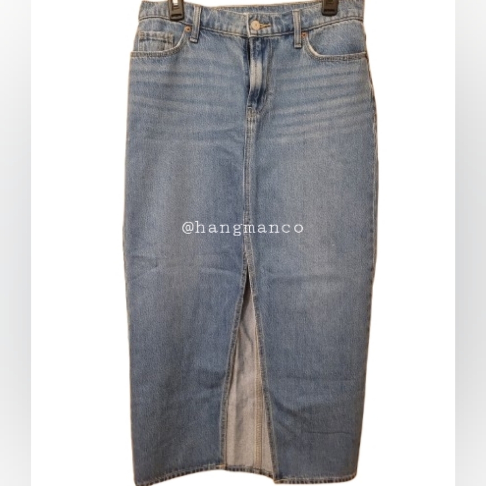Denim Maxi Skirt Mid-rise